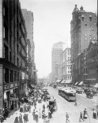 Vintage Chicago - State north from Madison Street Chicago Illinois