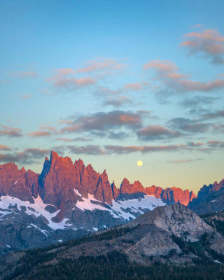 Tim Fitzharris - Moon over peaks, Ritter Range, Sierra Nevada, California