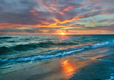 Tim Fitzharris - Sunset over ocean, Gulf Islands National Seashore, Florida