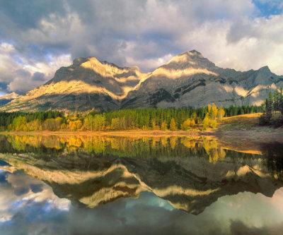 Tim Fitzharris - Mountains reflected in lake, Mount Kidd, Alberta, Canada