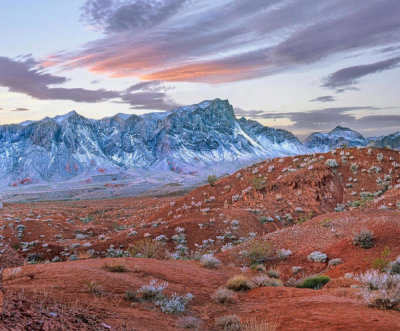 Tim Fitzharris - Snow-covered mountains in desert, Muddy Mountains, Valley of Fire State Park, Nevada