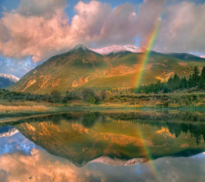 Tim Fitzharris - Rainbow over Upper Twin Lake and Sawatch Range, Colorado