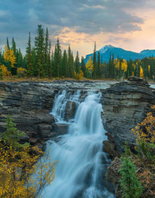 Tim Fitzharris - Athabasca Falls and Mount Fryatt, Rocky Mountains, Jasper National Park, Alberta, Canada