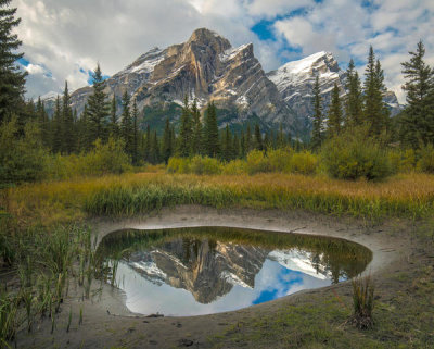 Tim Fitzharris - Mount Kidd reflected in pond, Kananaskis Country, Alberta, Canada