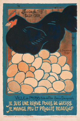 G. Douanne - Hen with Eggs - French Wartime Agricultural Production Poster, 1914