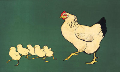 Unknown 20th Century American Printer - Hen with Chicks Woodcut, 1901