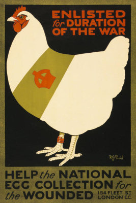 Unknown 20th Century English Printer - Enlisted Hen - English Wartime Agricultural Production Poster, 1914