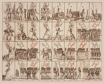 Unknown 18th Century French Engraver - Sheet of playing cards "Game of Flags" (Jeu de drapeaux), ca. 1800
