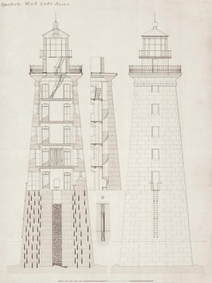 Department of Commerce. Bureau of Lighthouses - Blueprint for Spectacle Reef Lighthouse, Cheboygan County, Michigan, 1869