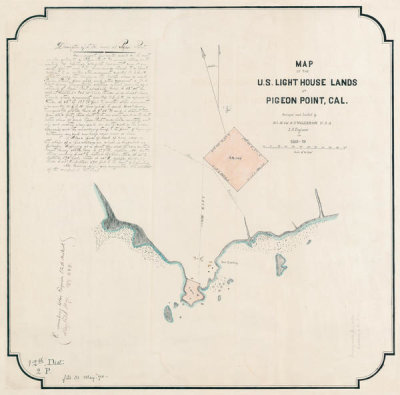 Department of Commerce. Bureau of Lighthouses - Map of Lighthouse Plans at Pigeon Point, California, ca. 1870