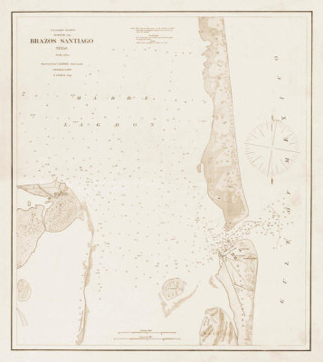 Department of Commerce. Bureau of Lighthouses - Brazos Santiago, Texas - Nautical Chart of Showing Location of Lighthouse, 1869