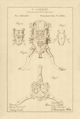 Department of the Interior. Patent Office. - Vintage Patent Illustrations: Christmas-Tree Holder, 1880