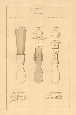 Department of the Interior. Patent Office. - Vintage Patent Illustrations: Shaving Brushes, 1872