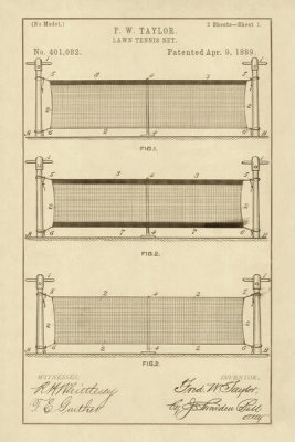 Department of the Interior. Patent Office. - Vintage Patent Illustrations: Lawn Tennis Net, 1889