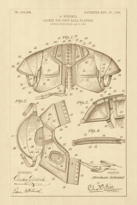 Department of the Interior. Patent Office. - Vintage Patent Illustrations: Jacket for Football Players, 1906