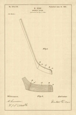 Department of the Interior. Patent Office. - Vintage Patent Illustrations: Hockey Stick, 1901