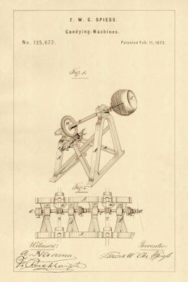 Department of the Interior. Patent Office. - Vintage Patent Illustrations: Candying Machines, 1873