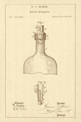 Department of the Interior. Patent Office. - Vintage Patent Illustrations: Bottle-Stoppers, 1873