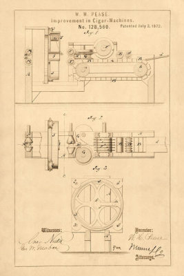 Department of the Interior. Patent Office. - Vintage Patent Illustrations: Improvement in Cigar Machines, 1872
