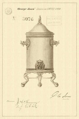Department of the Interior. Patent Office. - Vintage Patent Illustrations: Design for Coffee Urn, 1868