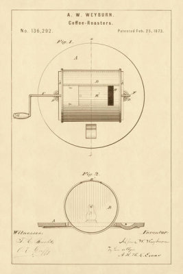 Department of the Interior. Patent Office. - Vintage Patent Illustrations: Coffee Roasters, 1873