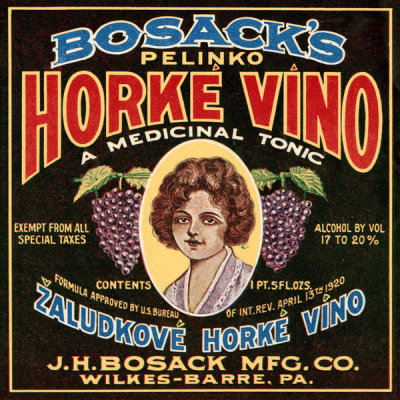 Department of the Interior. Patent Office. - Vintage Labels: Bosack's Pelinko Horke Vino, 1920
