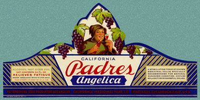 Department of the Interior. Patent Office. - Vintage Labels: California Padres Medicinal Wine Label, 1933