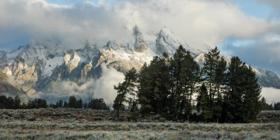 Carol Highsmith - Fog and clouds revealing one of the peaks in northwest Wyoming's Grand Teton National Park, 2015