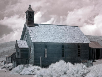 Carol Highsmith - Infrared photograph of a church in the ghost town of Bodie, California, 2012