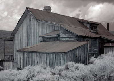 Carol Highsmith - Infrared photograph of buildings in the ghost town of Bodie, California, 2012