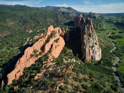 Carol Highsmith - Aerial view of red-rock formations at the Garden of the Gods, Colorado Springs, Colorado, 2016