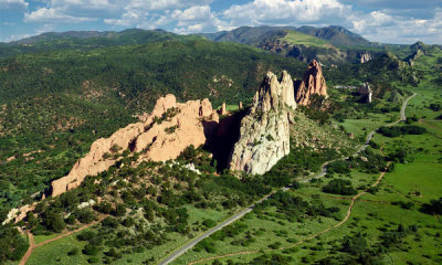 Carol Highsmith - Aerial view of red-rock formations at the Garden of the Gods, Colorado Springs, Colorado, 2016