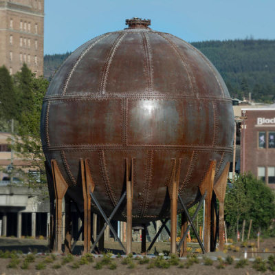 Carol Highsmith - The Acid Ball, a former industrial artifact, at a riverfront park in Bellingham, Washington, 2018