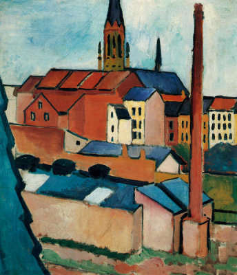 August Macke - St. Mary's with Houses and Chimney (Bonn), 1911