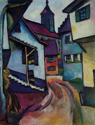 August Macke - Street with church in Kandern, 1911