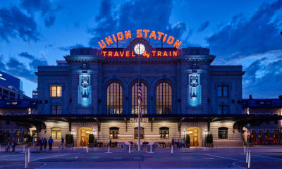 Carol Highsmith - Dusk falls over Denver's Union Station train depot, 2016