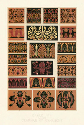 Owen Jones - Plate XVIII, Greek No. 4 from "The Grammar of Ornament", ca. 1856