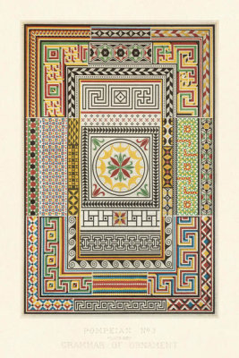 Owen Jones - Plate XXV, Pompeian No. 3 from "The Grammar of Ornament", ca. 1856