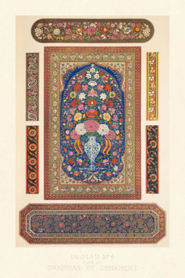 Owen Jones - Plate LIV, Indian No. 6 from "The Grammar of Ornament", ca. 1856