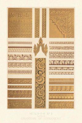 Owen Jones - Plate LVIII, Hindoo No. 3 from "The Grammar of Ornament", ca. 1856
