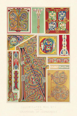 Owen Jones - Plate LXXI, Illuminated Manuscript No. 1 from "The Grammar of Ornament", ca. 1856