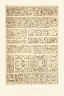 Owen Jones - Plate LXXXIII, Elizabethan No. 1 from "The Grammar of Ornament", ca. 1856