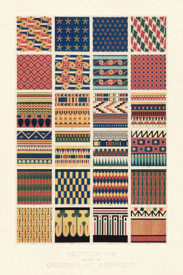 Owen Jones - Plate V, Egyptian No 2 from "The Grammar of Ornament", ca. 1856