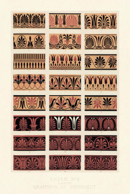 Owen Jones - Plate XVI, Greek No 2 from "The Grammar of Ornament", ca. 1856