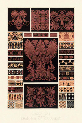 Owen Jones - Plate XIX - Greek No 5, from "the grammar of ornament", ca. 1856