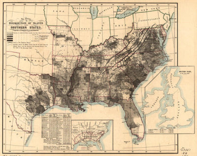 Adolph von Steinwehr - Map showing the distribution of slaves in the Southern States, 186?