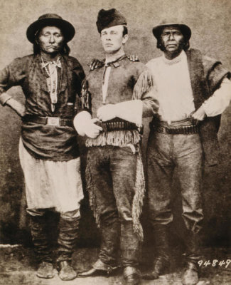 U.S. Army Signal Corps - Indian agent John P. Clum with Diablo and Eskiminzim, at San Carlos Agency, 1895