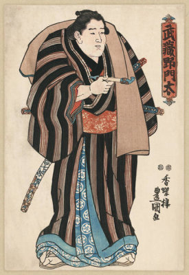Utagawa Kunisada - Musashi no Monta (From the series: Sumō han'ei tamari iri no zu : Great sumo wrestlers waiting for their match), ca. 1847