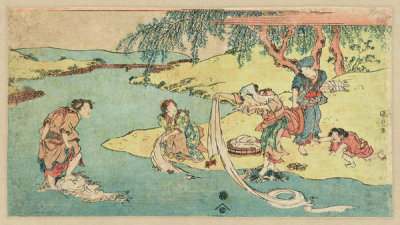 Utagawa Kunisada - Kawa de no sentaku (Women Washing Clothes), ca. 1820s)