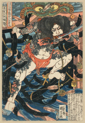 Utagawa Kuniyoshi - Rōri hakuchō chōjun  (Lang Libai and Fei Zhangfan), 1826-1830